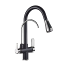 Baterie de bucătărie filtrantă rotativă la 360° cu design bicolor și braț retractabil, 3 moduri de amestecare a apei calde și reci, 34x11,5 cm 4