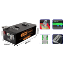 Baterie LiFePO4 12 V 200 Ah lithiový akumulátor 2560 Wh LCD displej smart BMS 6000 cyklů 420 x 220 x 150 mm černá pro karavany i lodě 2
