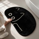 Bathroom Mat 40 x 60 cm in the Shape of a Curled Cat with Non-Slip Base in Black with Minimalist Cream Drawing 6