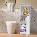 Bathroom Storage Cabinet with Shelves 29 x 25 x 90 cm PVC White Cabinet for Storing Bathroom Essentials and Small Items 3