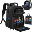 Batoh na nářadí s organizéry 39 x 29 x 20 cm černý pracovní batoh s kapsami a přihrádkami pro přehledné uložení nářadí 2