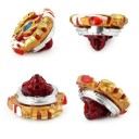 Battle Spinning Top for Battles with Friends Golden with Red and White Elements and Blue Centre Metal and Plastic Construction Made of Three Parts 2