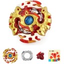Battle Spinning Top for Battles with Friends Golden with Red and White Elements and Blue Centre Metal and Plastic Construction Made of Three Parts 4