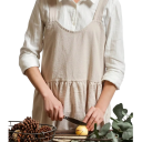 Baumwoll-Leinen-Schürze für Frauen mit Taschen 115x60 cm Niedliche Schürze mit gekreuztem Rücken zum Kochen, Backen, Malen, Gärtnern 7