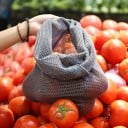 Baumwollnetzbeutel für Obst und Gemüse Wiederverwendbarer Einkaufbeutel mit Zugband Dunkelgraues Netzgewebe 6