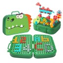 Bausatz 228 Teile Koffer 22 x 25 cm Schraubenset mit Dinosauriern Bunte Schrauben und Teile Kreativer Montagekoffer für Kinder 2