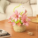 Bausatz Blumentopf mit elegantem Arrangement Dekoratives Modell aus Bausteinen Stilvolle Wohnraumdekoration für Zuhause und Büro 2