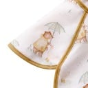 Bavetă pentru cei mai mici copii 30 x 25 cm Cremă cu ursuleț și gâscă sub umbrelă Mânici peste umeri Cu bordură muștar și buzunar ascuns 3