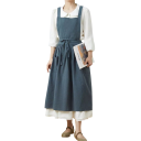 Bavlnet linned anorak vintage 98 x 88 cm Havearbejdsforklæde uden ærmer med lommer Køkkenforklæde med retro stil 1