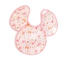 Bavoir pour enfants avec manches et poche 30 x 25 cm Coupe sur les épaules Animaux de la forêt sur fond rose clair Bordure rose et velcro 2