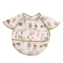 Bavoir pour enfants avec poche 30 x 25 cm Clair avec des plantes d'intérieur et des cactus Manchons sur les épaules Bordure sauge et poche à miettes 2