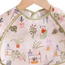 Bavoir pour enfants avec poche 30 x 25 cm Clair avec des plantes d'intérieur et des cactus Manchons sur les épaules Bordure sauge et poche à miettes 3