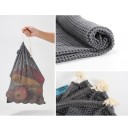 Bawełniany siatkowany worek na owoce i warzywa Wielokrotnego użytku worek na zakupy ze ściągającym sznurkiem Ciemnoszara siatka 3