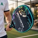 Beach Tennis Racket with Rough Surface Length 50 cm Thickness 22 mm Racket Cover Black and Turquoise Advanced Beach Tennis Unisex 8