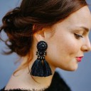 Beaded Earrings with Tassels J3206 14