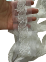 Beaded Lace with Mesh Edging 3 cm x 90 cm Decorative Lace Ribbon with Beads for Decorating Dresses, Garments, Costumes, Textiles 2