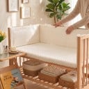 Bébiágy körüli 200 cm hosszú párnázott rácsvédő puha töltettel, kötözőzsinórokkal a rácsokhoz és a sarkokhoz 4