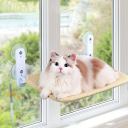 Beiger Katzenbett mit Saugnäpfen für das Fenster 30 x 52 cm Ruheplattform am Fenster Hängendes Bett für die Wohnung Geeignet für Glas und Fliesen 3