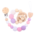 Beißring aus Silikon mit Schnullerkette Perlen aus Holz und Silikon Spielzeug für Babys von 0-36 Monaten Beruhigendes Armband und Beißring 1