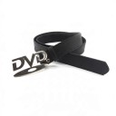 Belt with Decorative Buckle DVD Length 105 cm Width 2.8 cm Artificial Leather Polyurethane Aluminium Buckle Black with Silver Buckle for Jeans 7