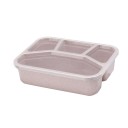 Bento box com quatro divisórias separadas para comida para levar Tampa transparente De plástico e palha processada 21,5 x 16,2 x 5,5 cm 1