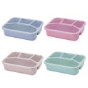 Bento box con cuatro compartimentos separados para llevar comida Tapa transparente Hecho de plástico y paja procesada 21,5 x 16,2 x 5,5 cm 9