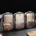 Bento-Box für Lebensmittel mit Trennwand für Hauptgericht und Beilage Edelstahl und Kunststoff Transparentes Deckel mit Clips Volumen 1000 ml 4