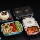 Bento box na jedlo s priečkou na hlavný chod a prílohu Nehrdzavejúca oceľ a plast Priehľadné viečko s klipsami Objem 1000 ml 23,5 x 16,5 x 7 cm 6