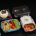 Bento box para comida con separación para plato principal y guarnición Acero inoxidable y plástico Tapa transparente con clips Capacidad 1000 6
