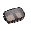 Bento box per cibo con partizione per piatto principale e contorno Acciaio inossidabile e plastica Coperchio trasparente con clip Capacità 1000 3