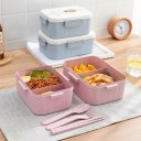 Bento box per cibo con posate e bacchette Box in plastica per pranzo e spuntino con divisorio Coperchio con clip e immagine di un animale 18,5 x 5