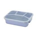 Bento box with four separate compartments for takeaway food Transparent lid Made from plastic and processed straw 21.5 x 16.2 x 5.5 cm 2