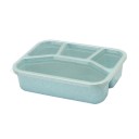 Bento box with four separate compartments for takeaway food Transparent lid Made from plastic and processed straw 21.5 x 16.2 x 5.5 cm 4