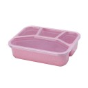 Bento box with four separate compartments for takeaway food Transparent lid Made from plastic and processed straw 21.5 x 16.2 x 5.5 cm 3
