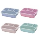 Bento box with four separate compartments for takeaway food Transparent lid Made from plastic and processed straw 21.5 x 16.2 x 5.5 cm 9