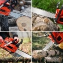 Benzin-Kettensäge 2400 W Zweitaktmotor 58 cm³ mit 20" Schiene Automatische Öleinjection Rot Holzernte und Holzschnitt 7