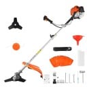 Benzin-Rasentrimmer 3 in 1, Fadenschneider für Gras und Unkraut 52 cm³ 2500 W, Zweitaktmotor, orange, Unkrautvernichter und Rasenkantenschneider 1