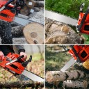 Benzínová řetězová pila 2400 W dvoutaktní motor 58 cm³ s lištou 20" Automatické vstřikování oleje Červená Kácení a řezání dřeva 7