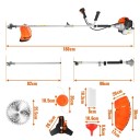 Benzinový křovinořez 3 v 1, strunová sekačka na trávu a plevel 52 cm³ 2500 W, dvoutaktní motor, oranžový, vyžínač plevele a ořezávač okrajů 2