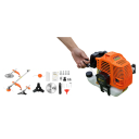 Benzinový křovinořez 3 v 1, strunová sekačka na trávu a plevel 52 cm³ 2500 W, dvoutaktní motor, oranžový, vyžínač plevele a ořezávač okrajů 3