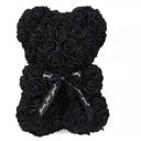 Berenbeer van kunstrozen met zwarte strik Handgemaakt bloemenfiguur Valentijnsdag cadeau 25 cm 1