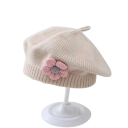 Béret d'hiver tricoté pour enfants 1–3 ans Béret chaud en polyester avec fleur 3D Bonnet d'hiver doux pour enfants accessoire élégant 10