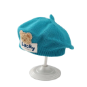 Béret d'hiver tricoté pour enfants 1–3 ans Béret chaud en polyester avec ours en peluche Bonnet d'hiver doux pour enfants accessoire mignon 4