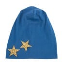 Berretto da donna in cotone stile beanie decorato con due stelle scintillanti sul bordo Vestibilità ampia Circonferenza della testa 54 fino a 59 cm 23