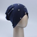 Berretto da donna in stile beanie con stelle argentate Taglio morbido e fluido Miscela di poliestere e cotone Circonferenza della testa 9
