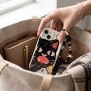 Beskytter med malet kat til Samsung Galaxy A06 Perlekæde til håndled Holdbar Beskytter hjørner og kamera Hvid Sort kat 2