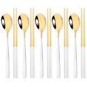 Besteckset Löffel und Essstäbchen Essgeschirrset für asiatische Küche elegante Tischbestecke für den Haushalt 2