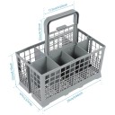 Bestikholder til opvaskemaskine 24 x 14 x 12 cm Grå Plast Opbevaringskurv med håndtag Kompatibel med Bauknecht Whirlpool Indesit Hotpoint 2