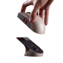 Bezdrátová myš 8BitDo Retro R8 optický senzor PAW3395 nabíjecí stanice 11,5×5,8×4 cm bílo šedá s červenými tlačítky pro práci 2