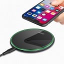 Bezdrátová nabíječka Qi pro telefony s podporou bezdrátového nabíjení Tenká kulatá podložka 10 x 0,6 cm Slitina hliníku a ABS Konektor USB-C 4